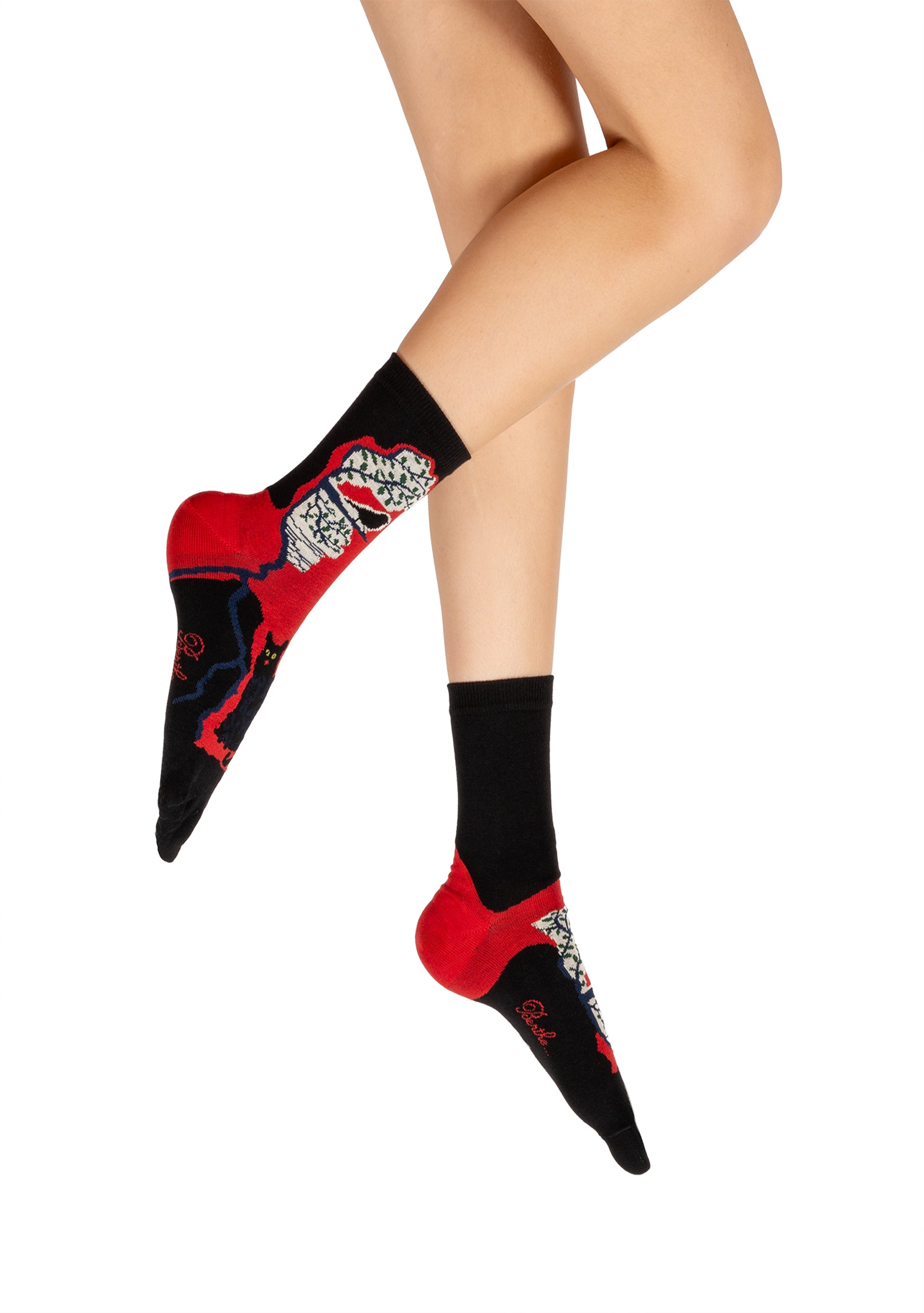 Chaussettes doigts de pieds en coton le chat et l'oiseau