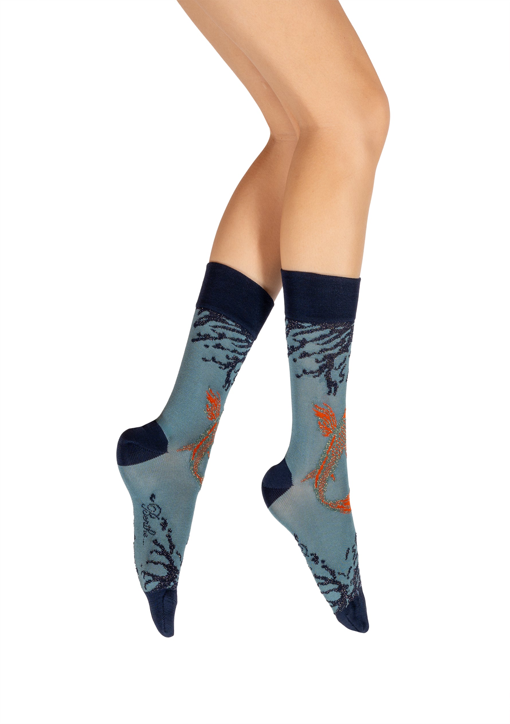 Chaussette femme en fil d’Écosse - Poisson Japonais