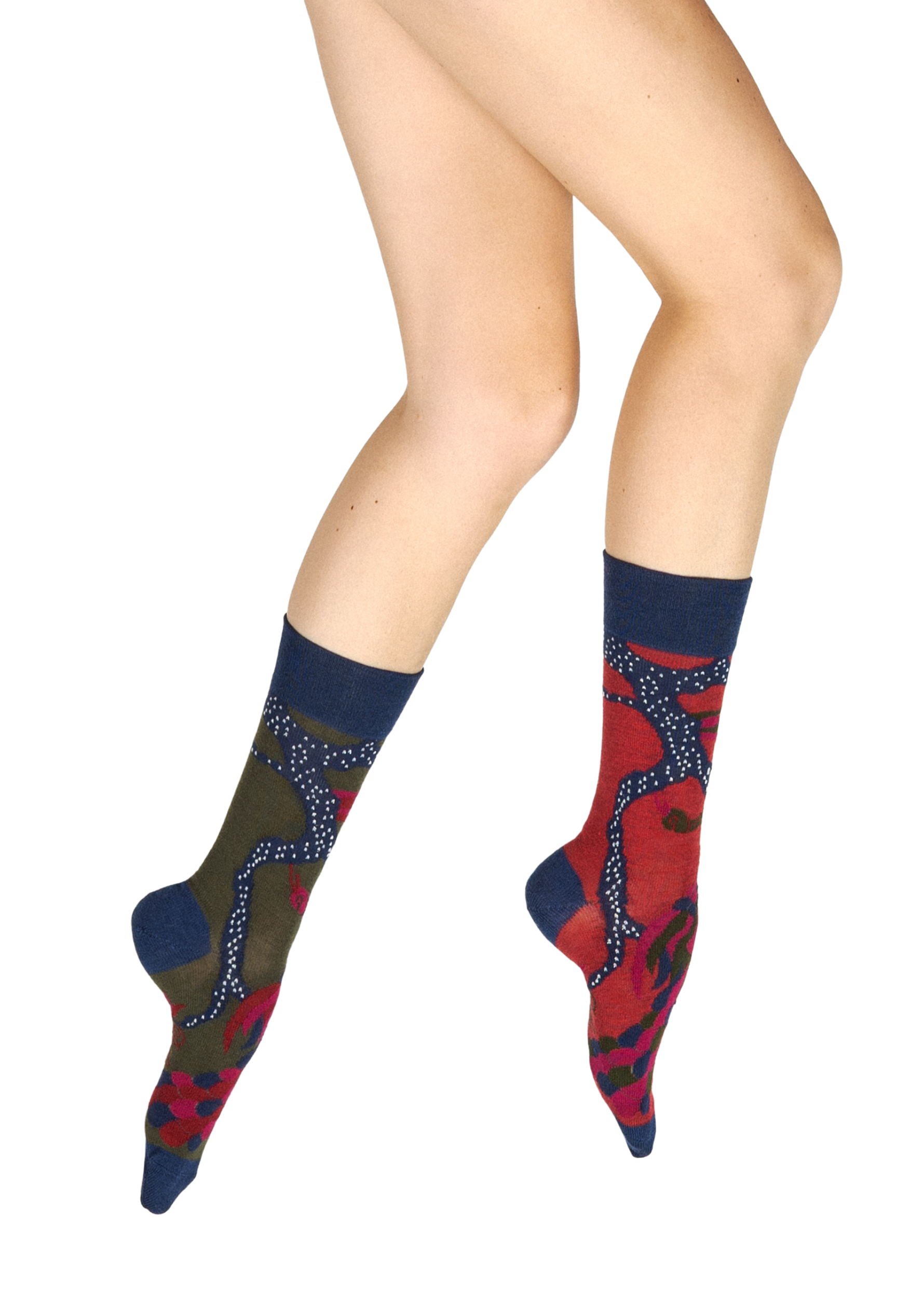 Chaussettes femme laine peignée Berthe Le Paon