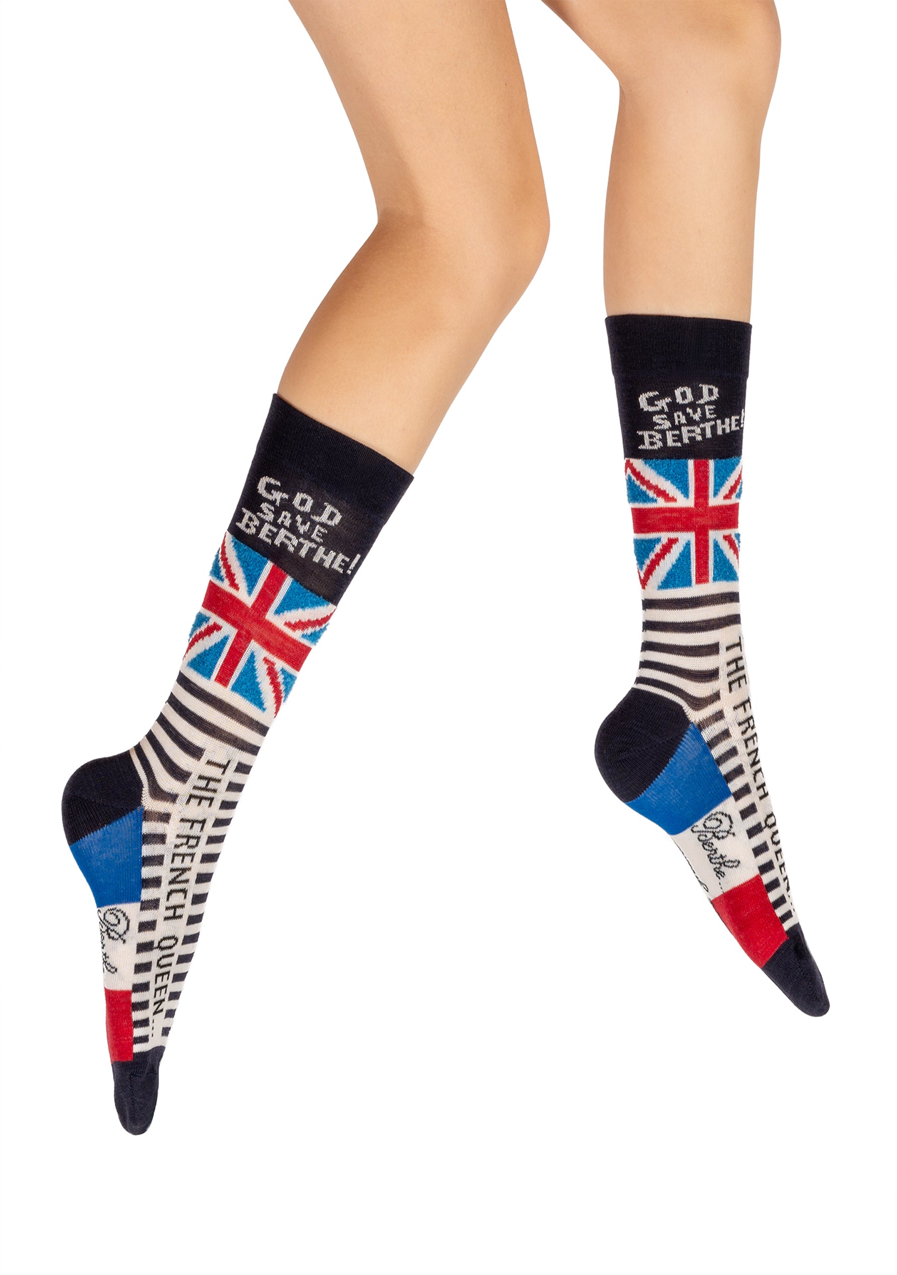 Chaussettes femme God Save Berthe en coton Bleu Marine