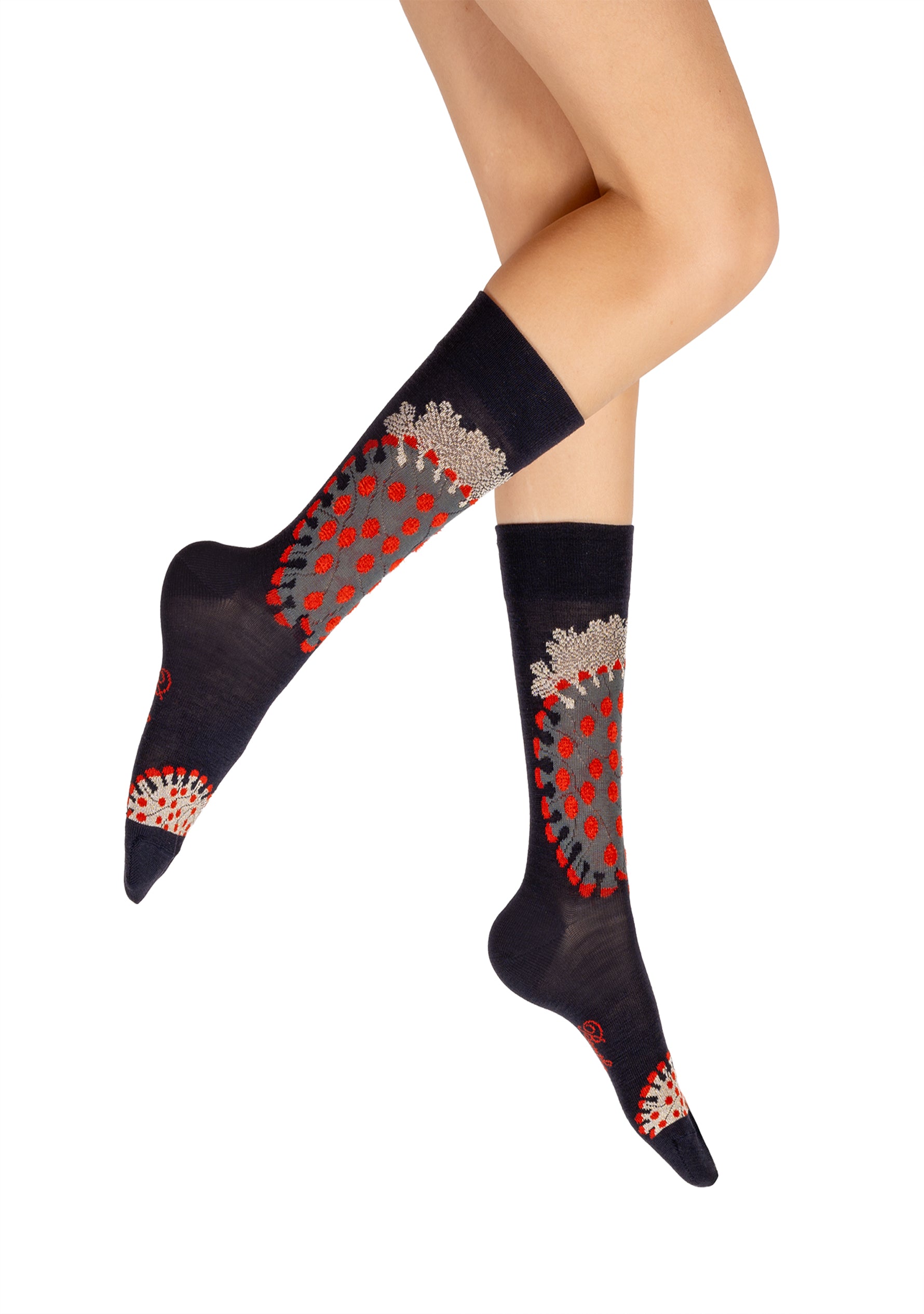 Chaussettes femme laine peignée coraux