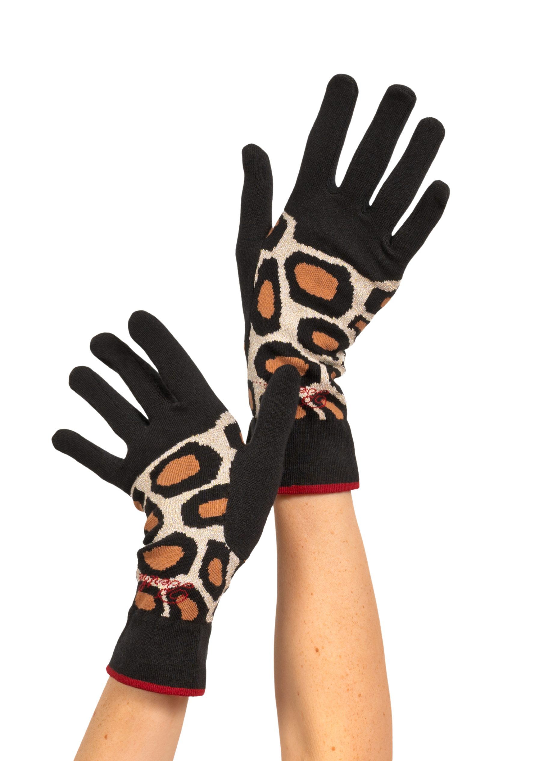 Gants Femme En Cuir Véritable Couleur Marron Avec Manchette Simili Léopard