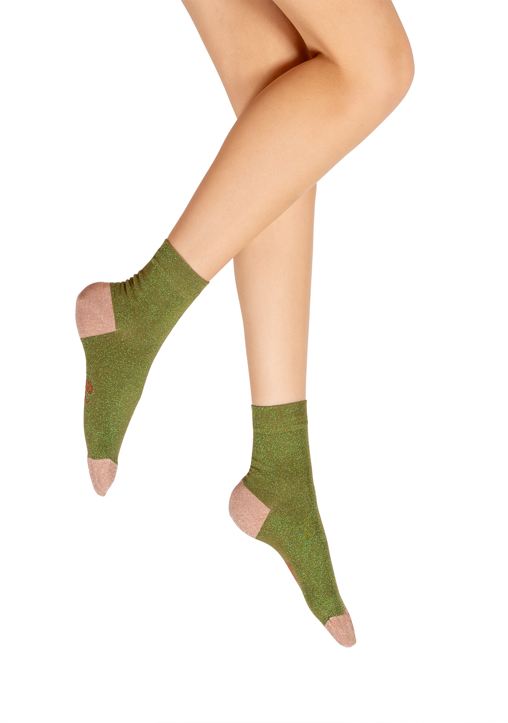 Chaussettes pailletées femme Vert/Rose