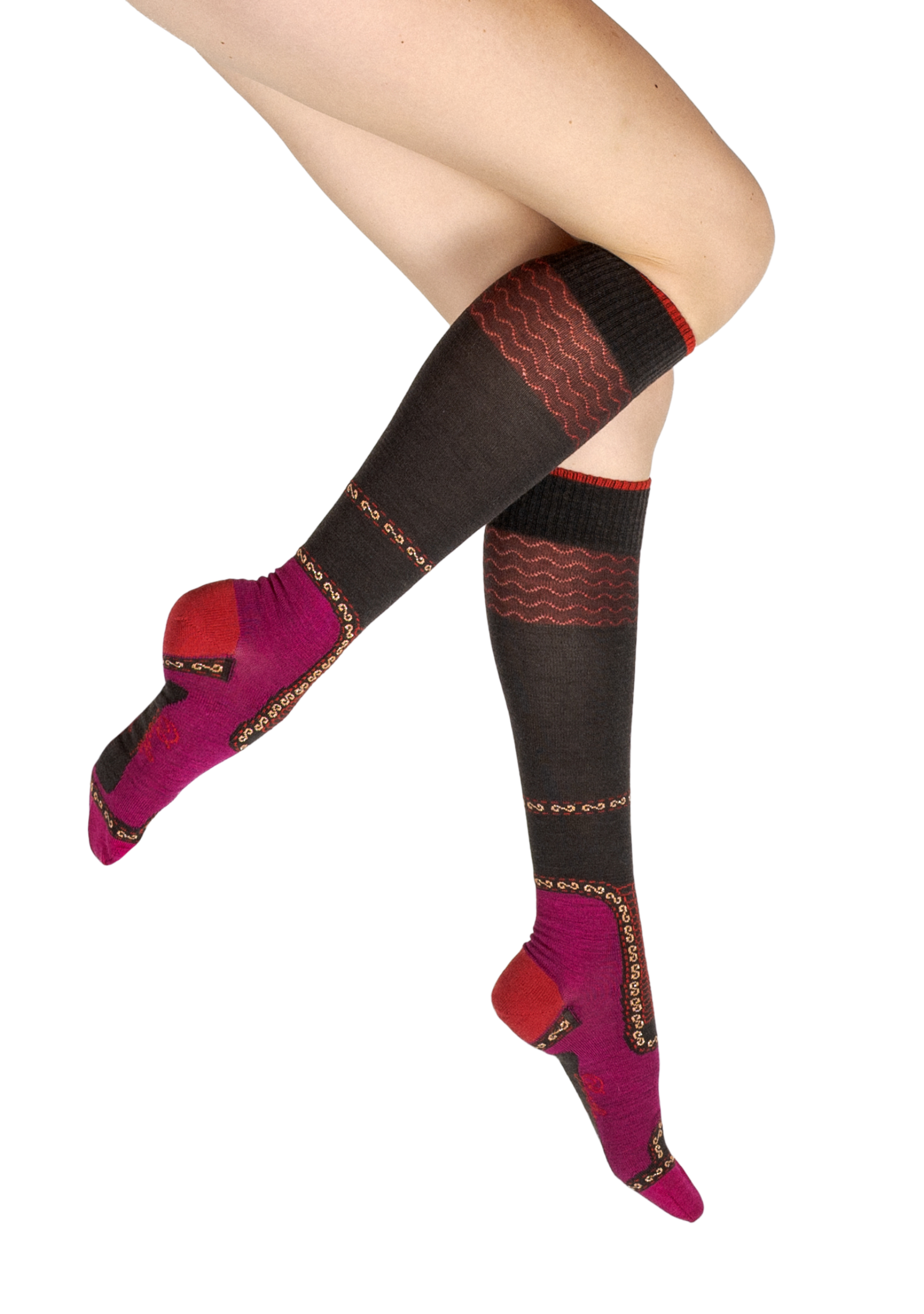 Chaussettes hautes femme laine peignée Berthe Veste Napoléonienne