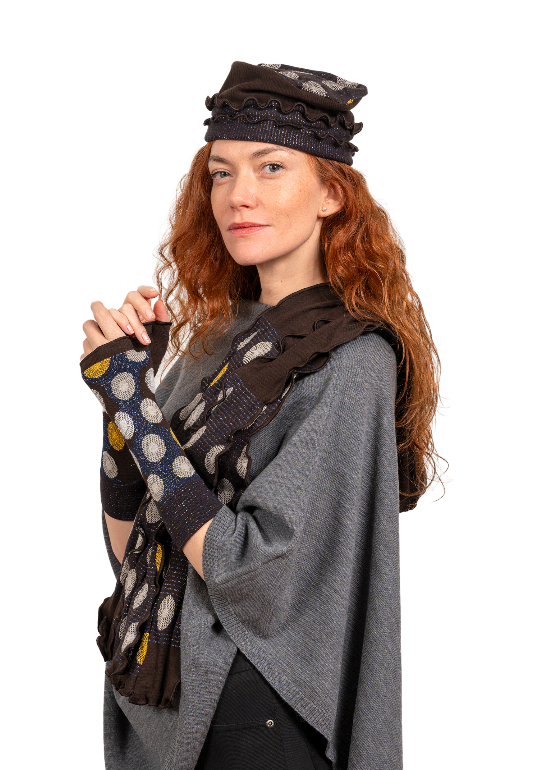 Poncho femme laine mérinos gris chiné