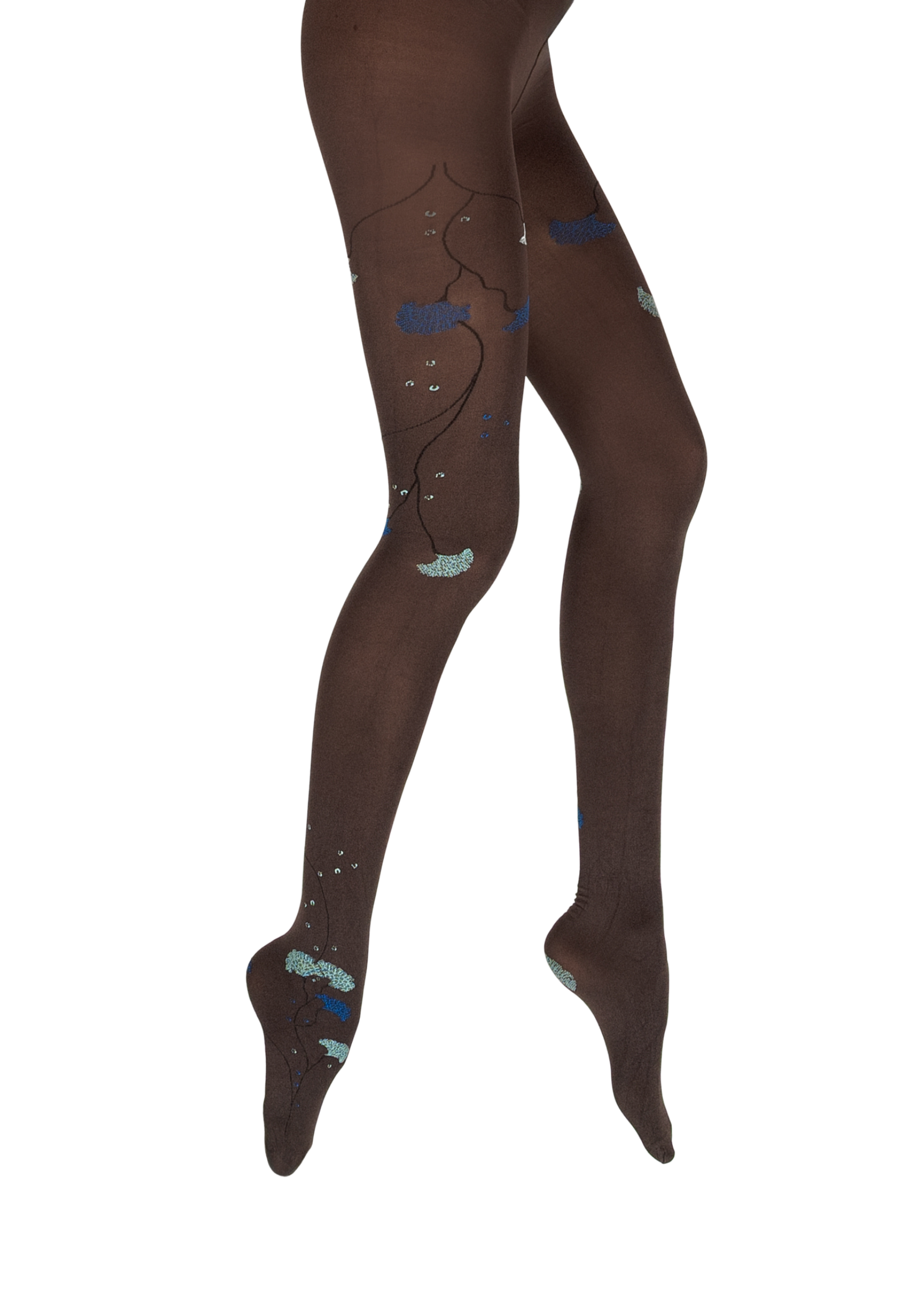 Collants femme 40 deniers Berthe Albizia Marron/Bleu/Vert