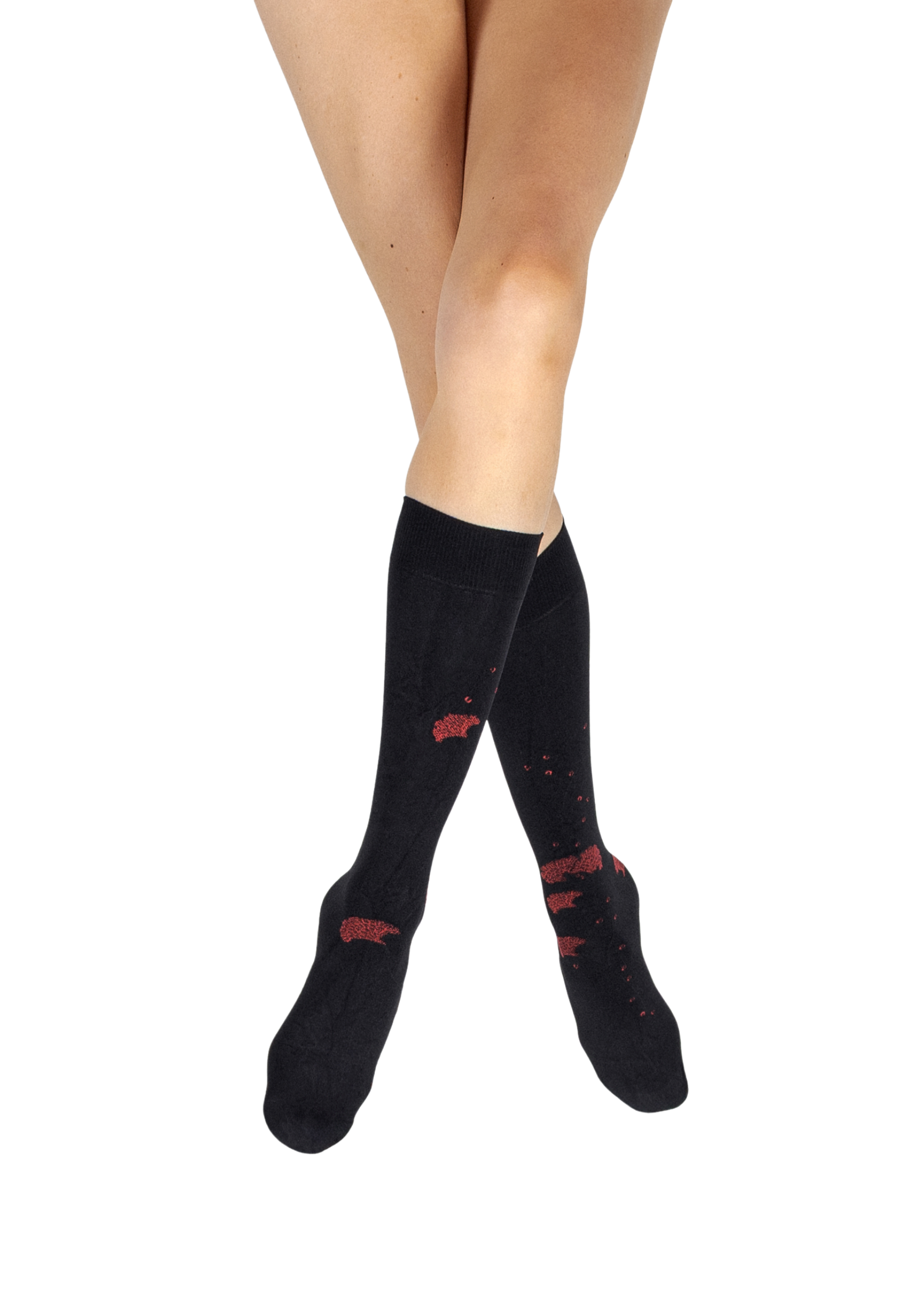 Mi-bas femme 40 deniers Berthe Albizia Noir/Rouge