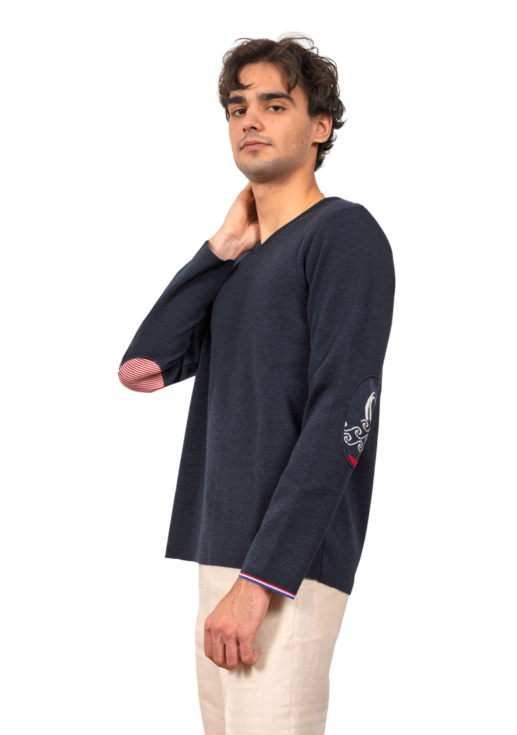 Pull homme col V Berthe La Baleine