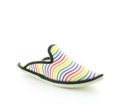 Babouches mixtes coton bio vagues multicolores BLEU
