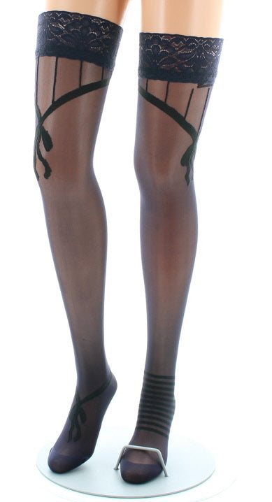 Bas autofixants sexy et chics Noeuds Noir NOIR