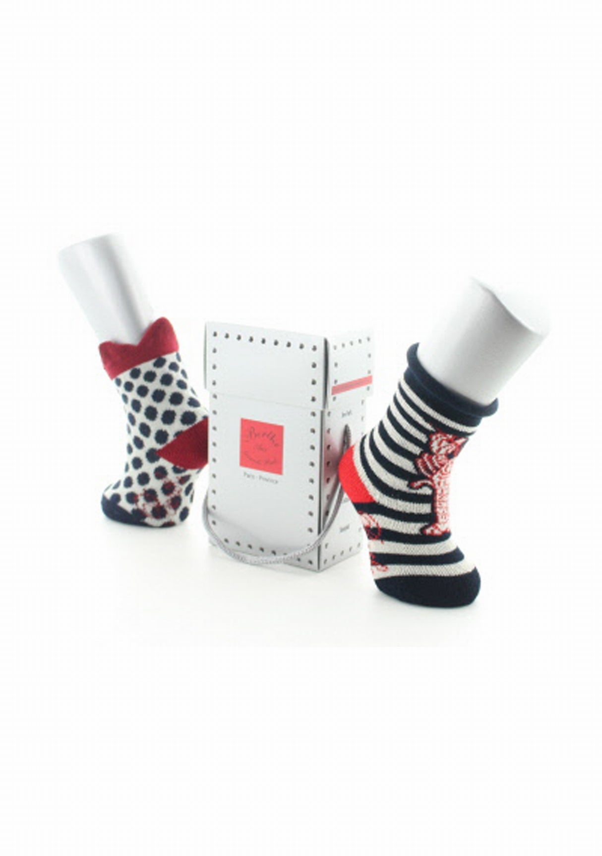 Boite cadeau chaussettes bébé coton homard et pois MARINE