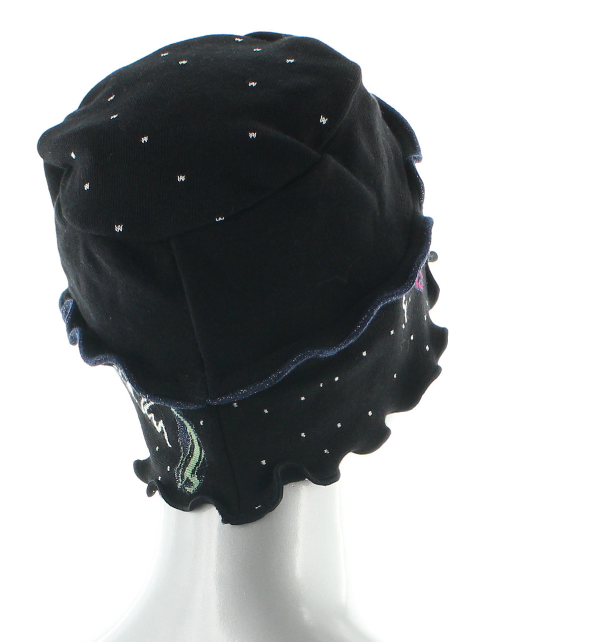 Bonnet coton femme poissons NOIR