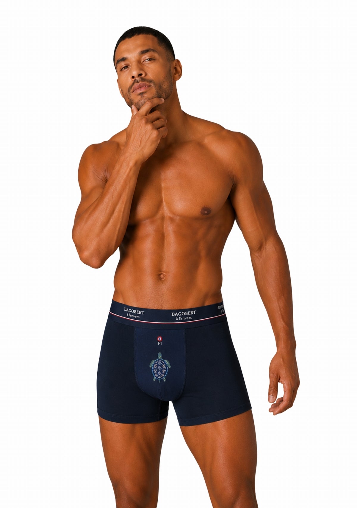 Boxer homme coton tortue bleu marine BLEU MARINE