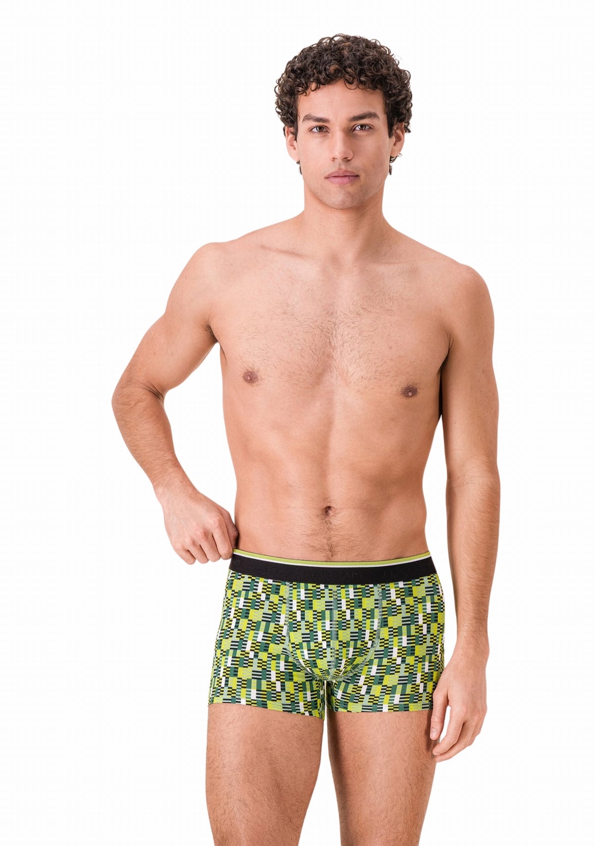 Boxer homme made in France Marius Entrelacés Jaune Anis - Le Slip Français JAUNE ANIS