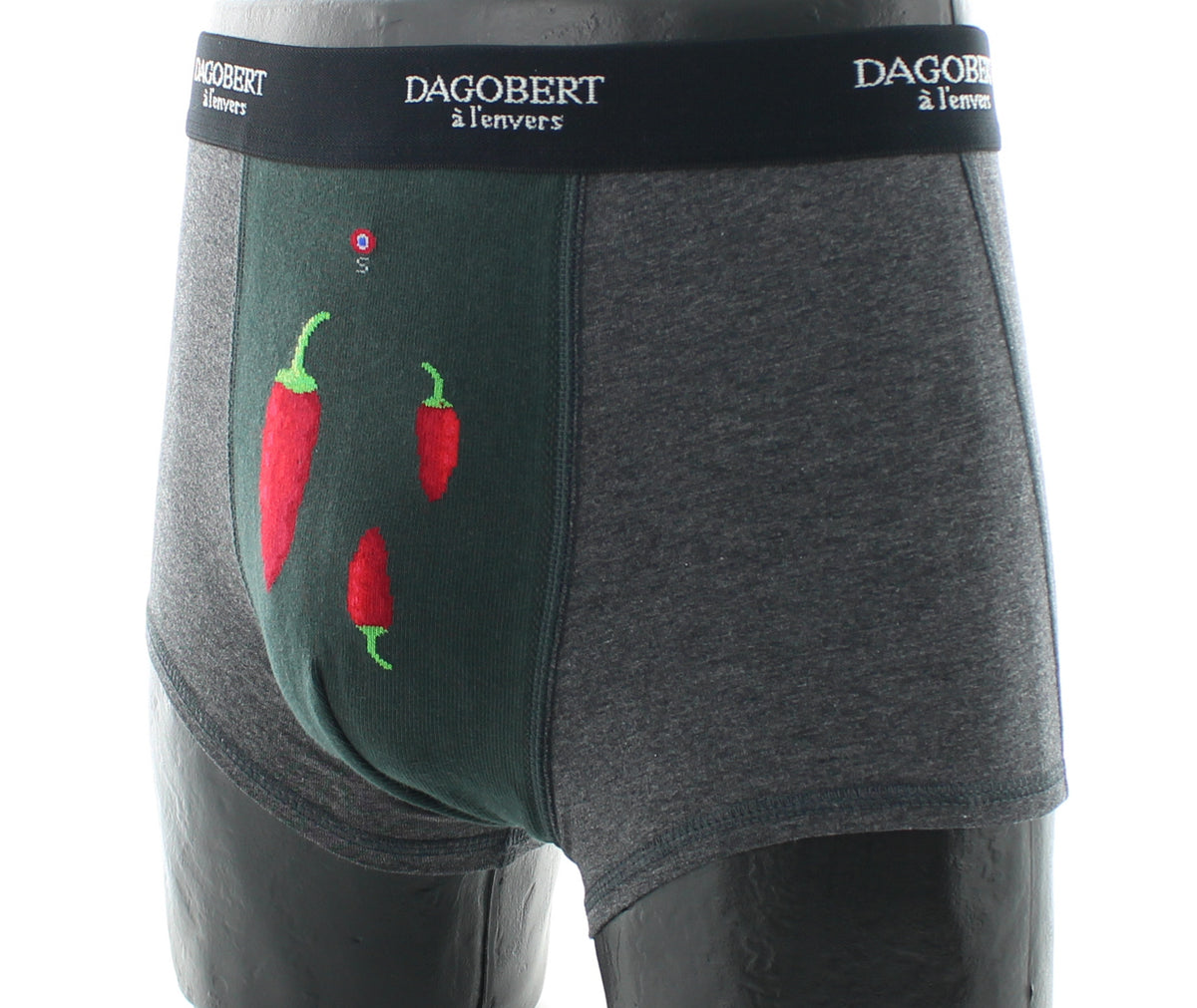 Boxer original à motifs Piments - Anthracite et Vert de gris ANTHR-VERT DE GRIS