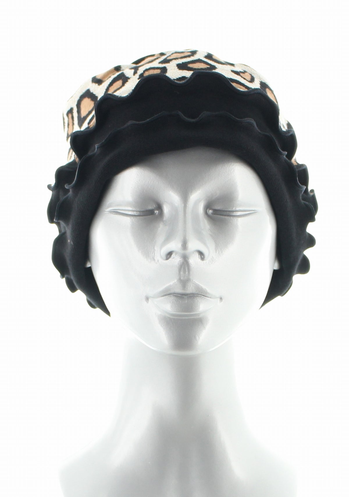 Chapeau femme coton Berthe Léopard NOIR