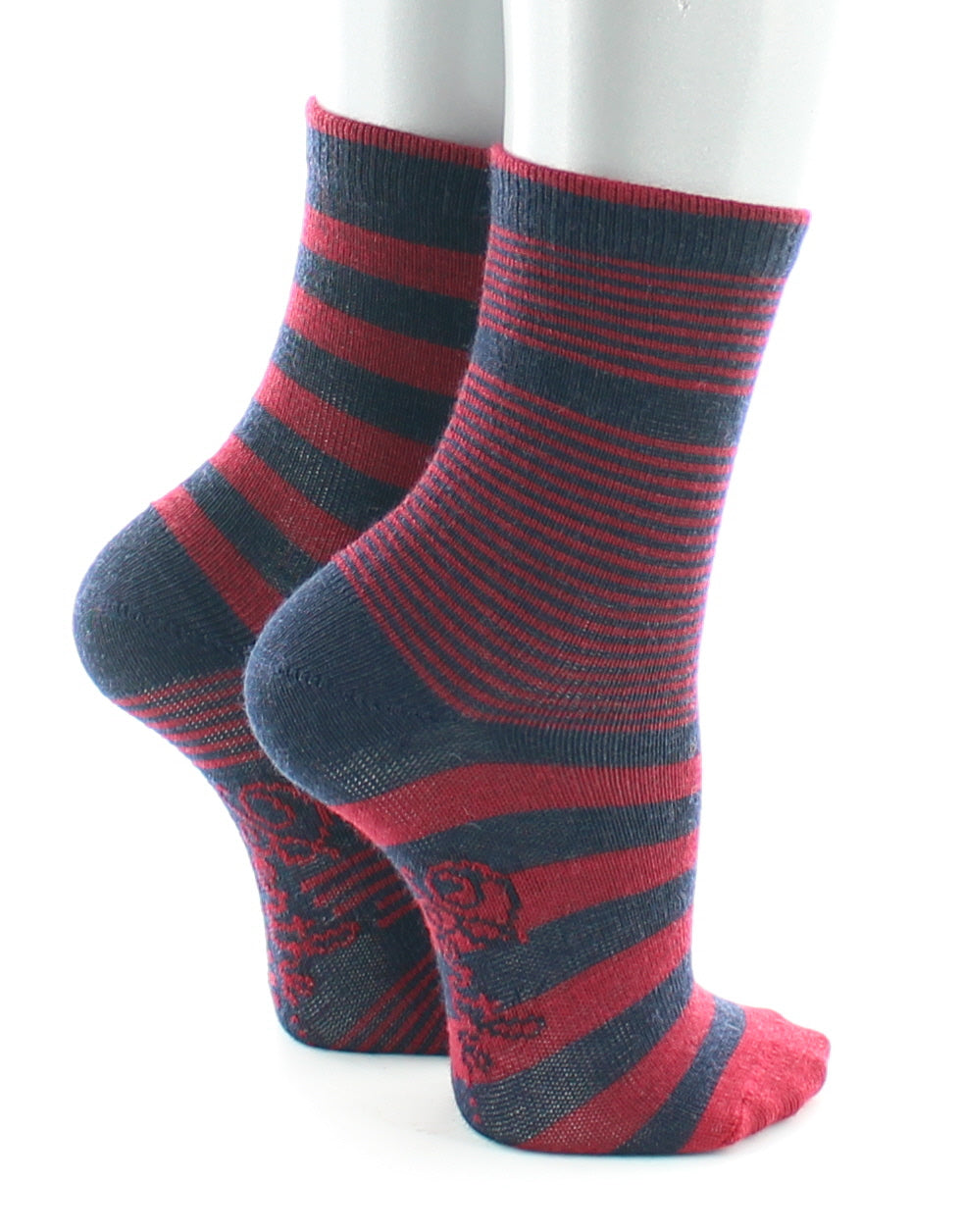 Chaussette Rayures asymétriques rouge et marine ROUGE