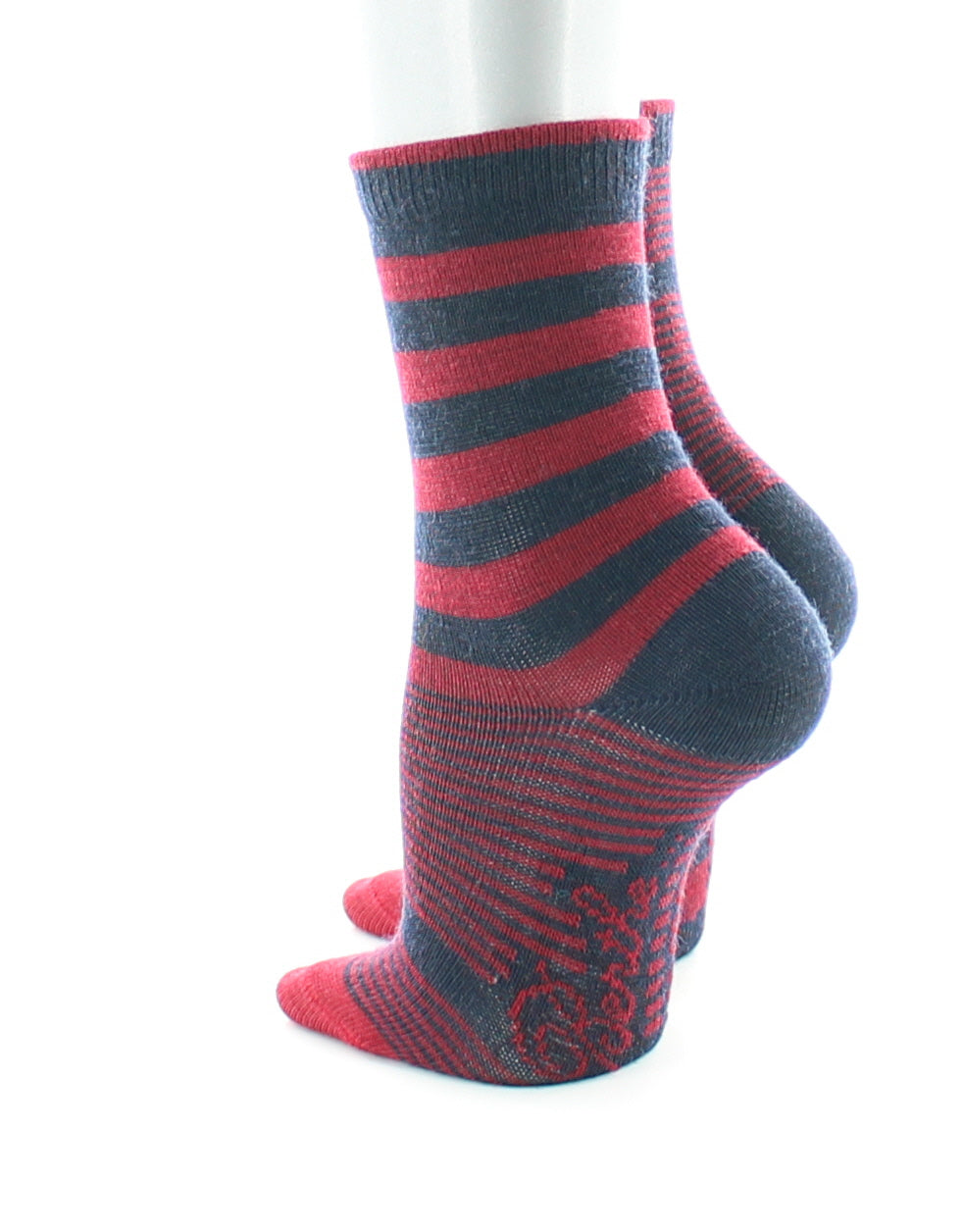 Chaussette Rayures asymétriques rouge et marine ROUGE
