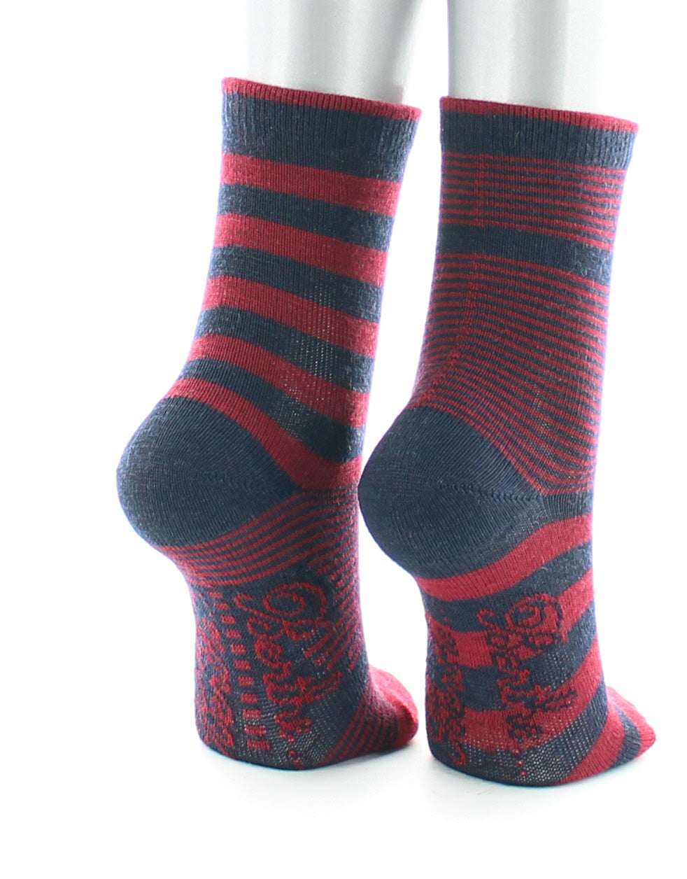 Chaussette Rayures asymétriques rouge et marine ROUGE