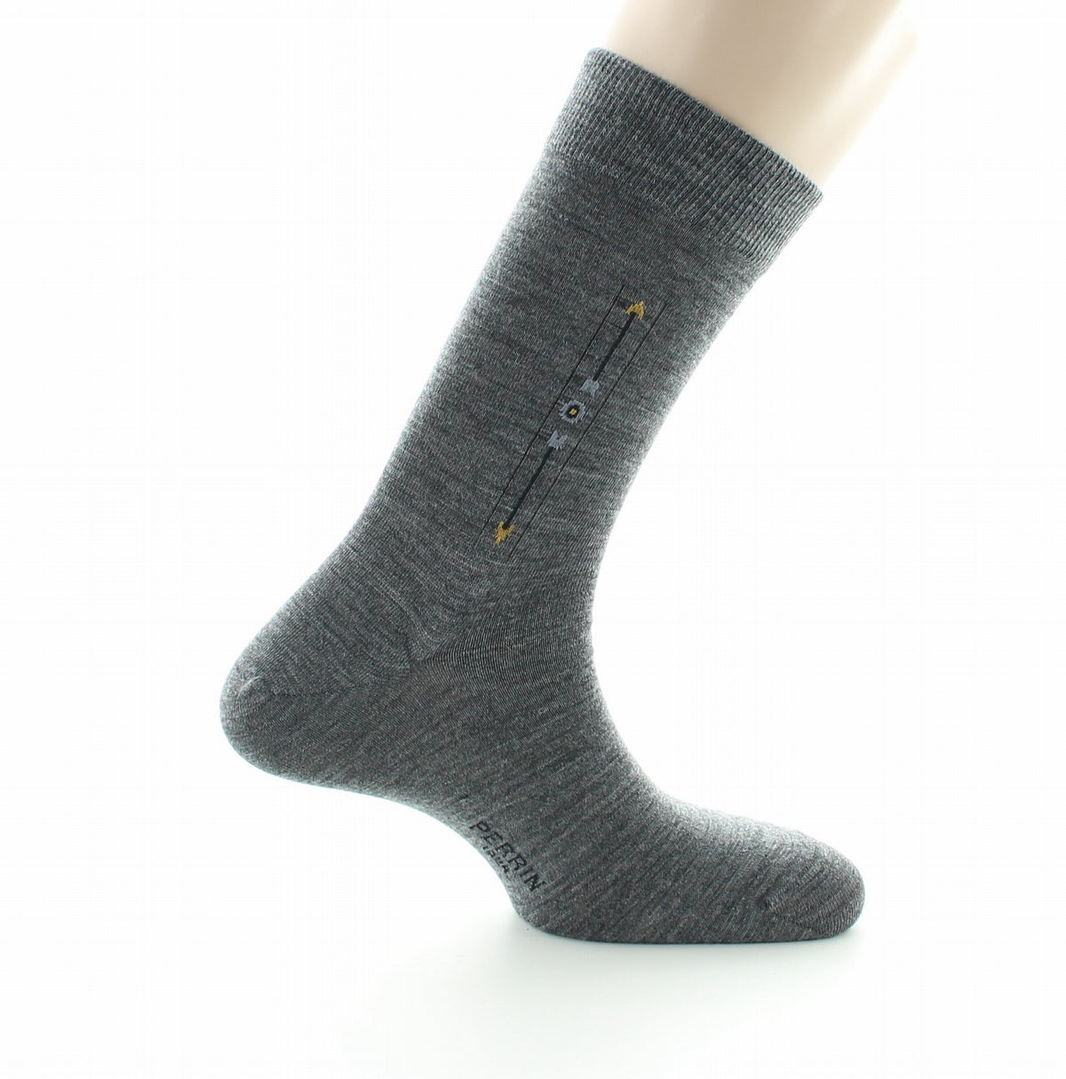 Chaussettes à baguette Flèche en laine peignée GRIS FONCE
