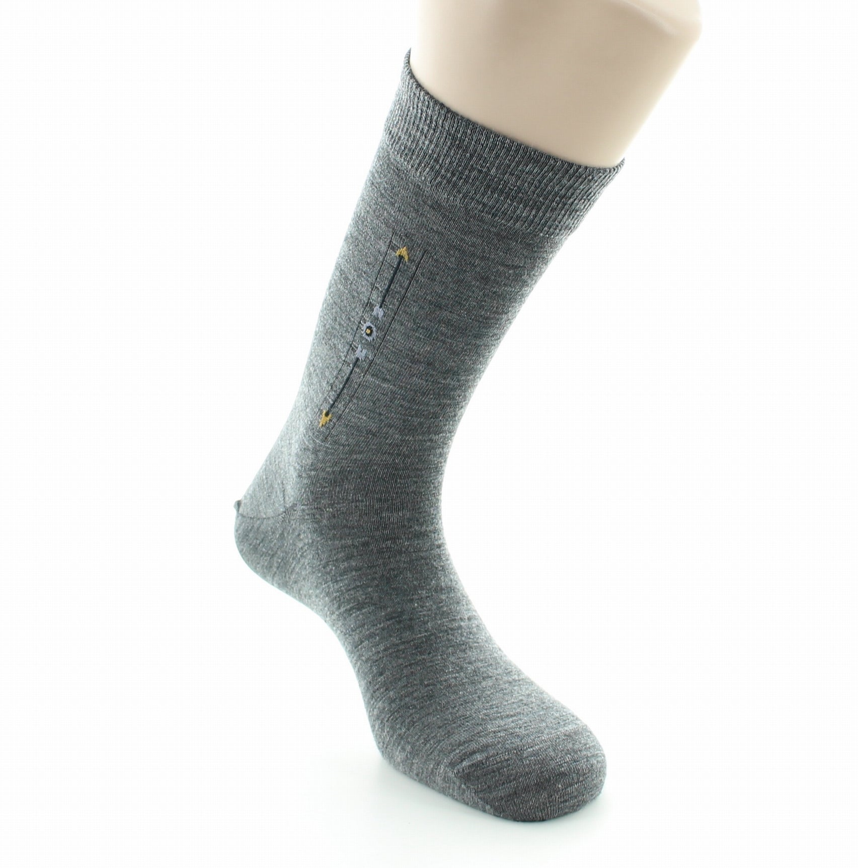 Chaussettes à baguette Flèche en laine peignée GRIS FONCE