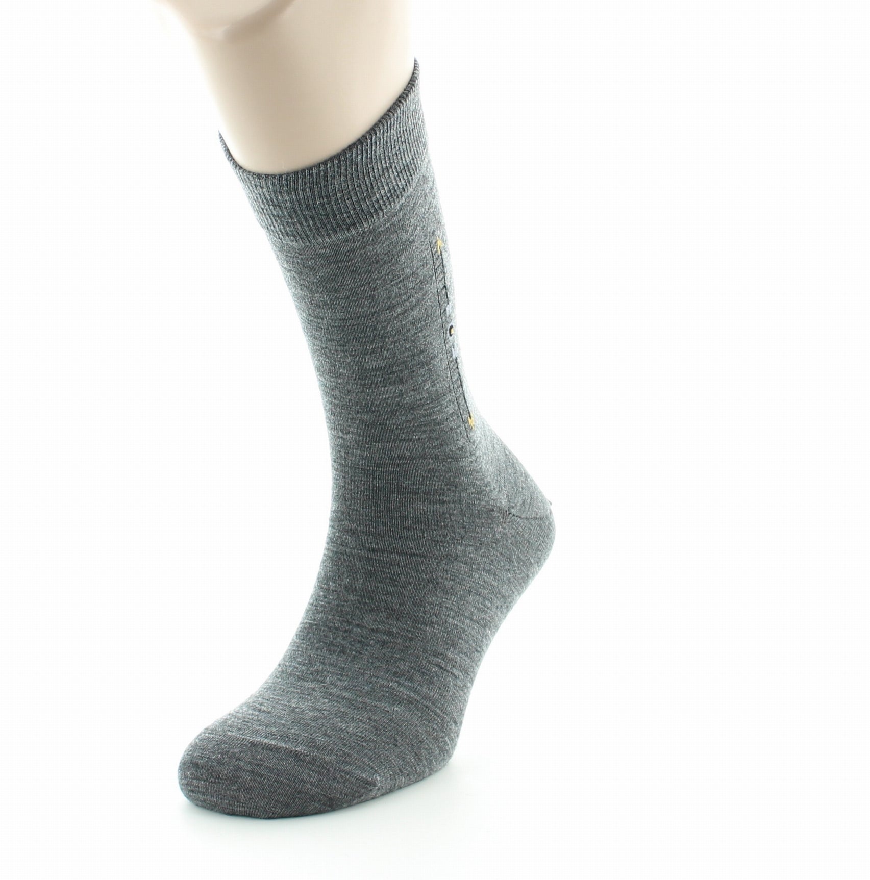 Chaussettes à baguette Flèche en laine peignée GRIS FONCE
