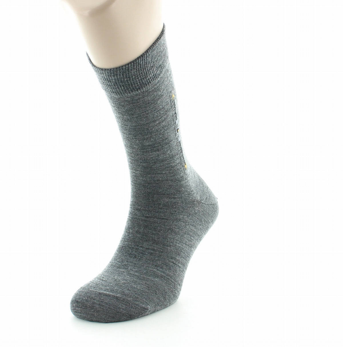 Chaussettes à baguette Flèche en laine peignée GRIS FONCE