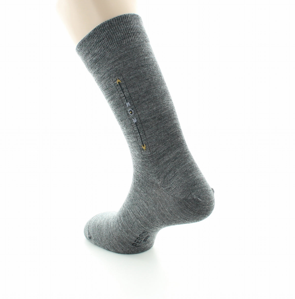 Chaussettes à baguette Flèche en laine peignée GRIS FONCE