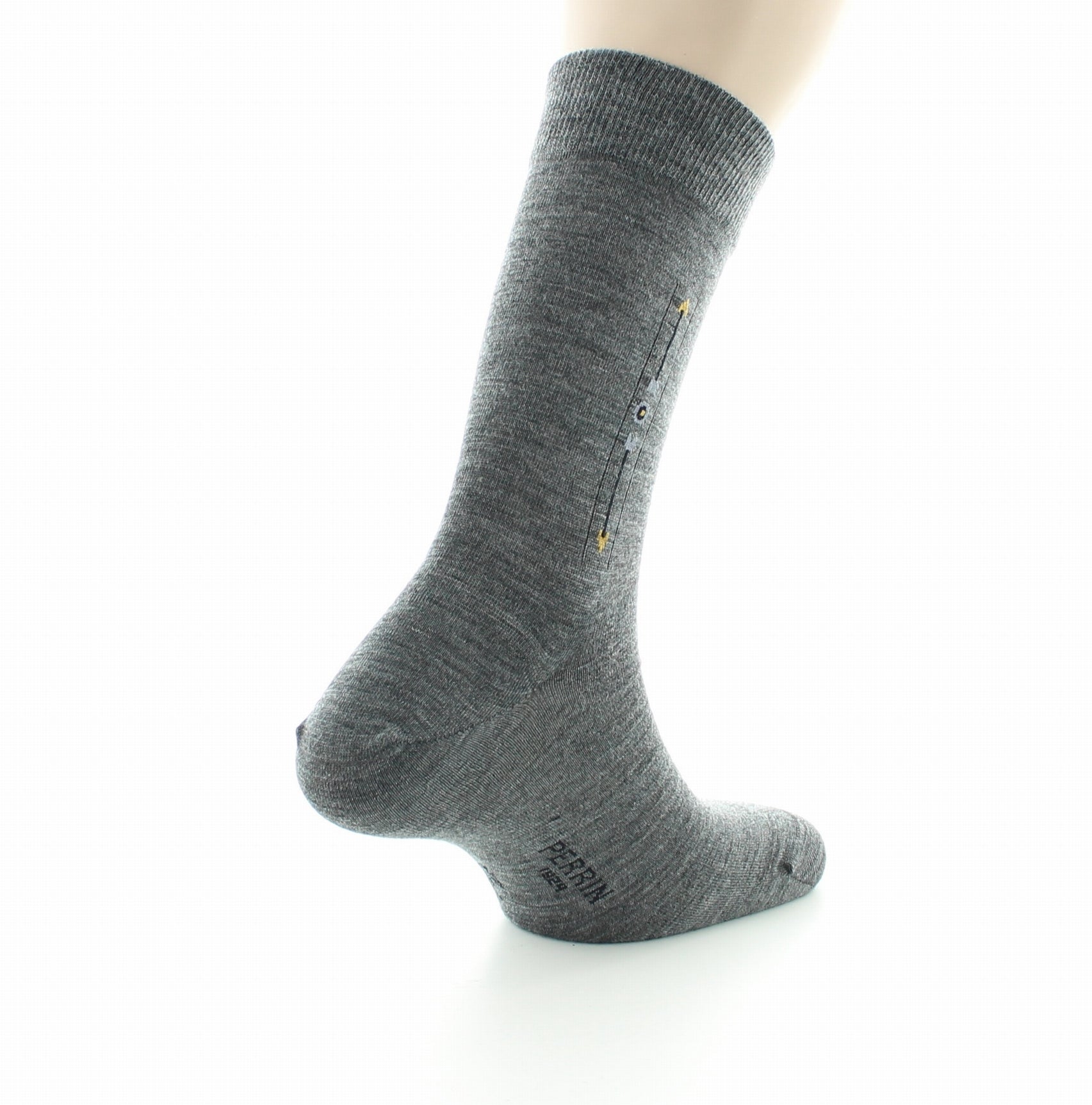 Chaussettes à baguette Flèche en laine peignée GRIS FONCE