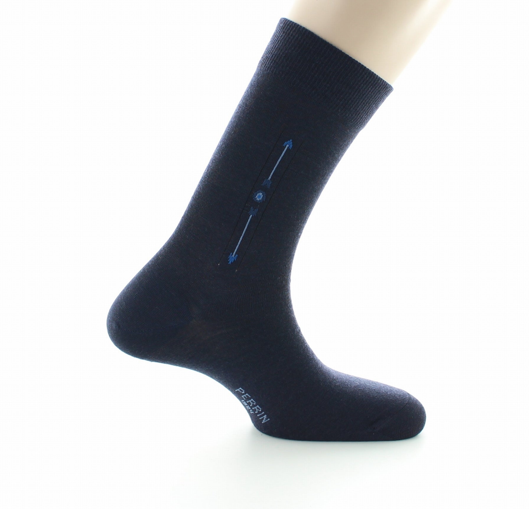 Chaussettes à baguette Flèche en laine peignée MARINE