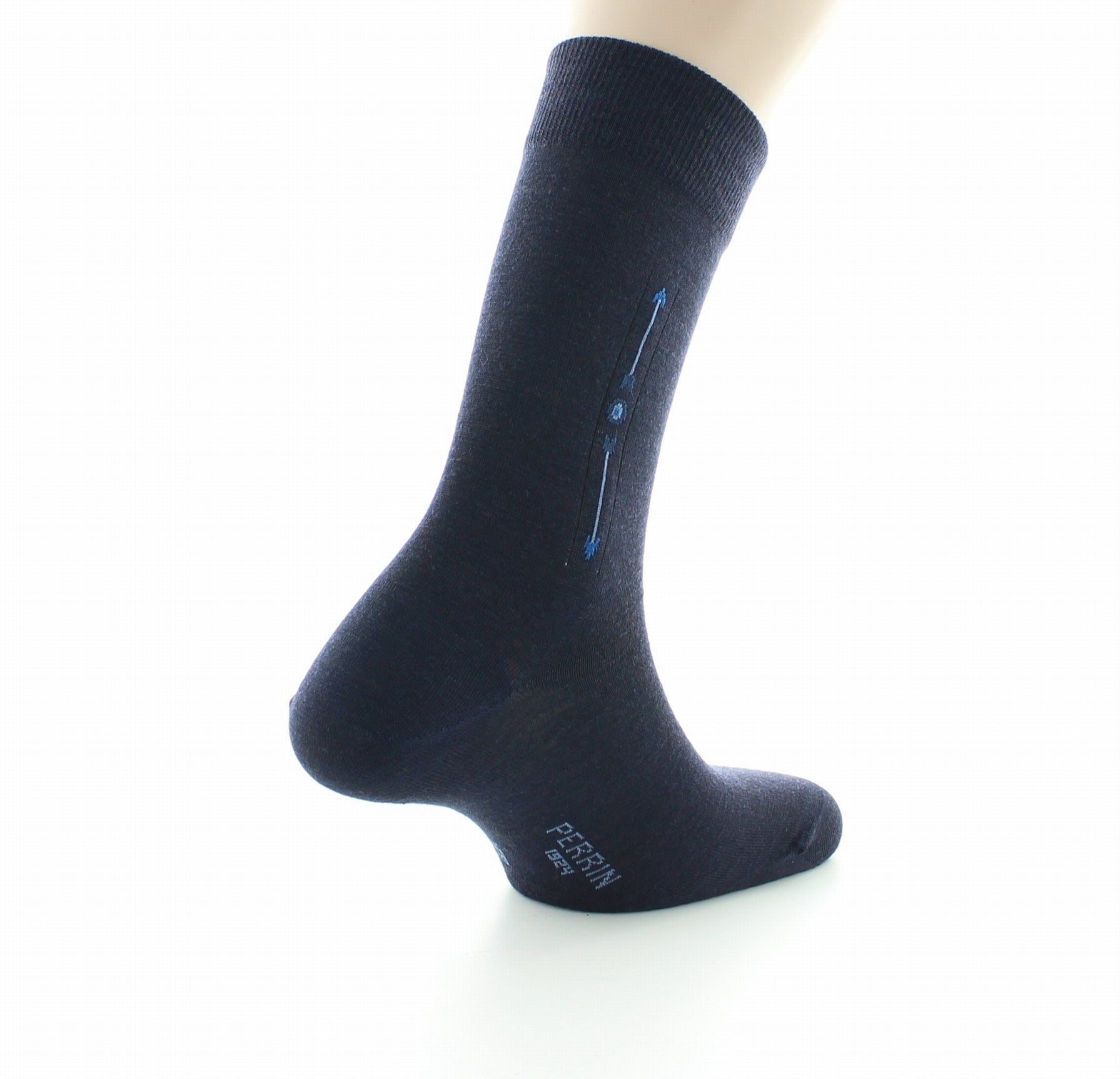 Chaussettes à baguette Flèche en laine peignée MARINE