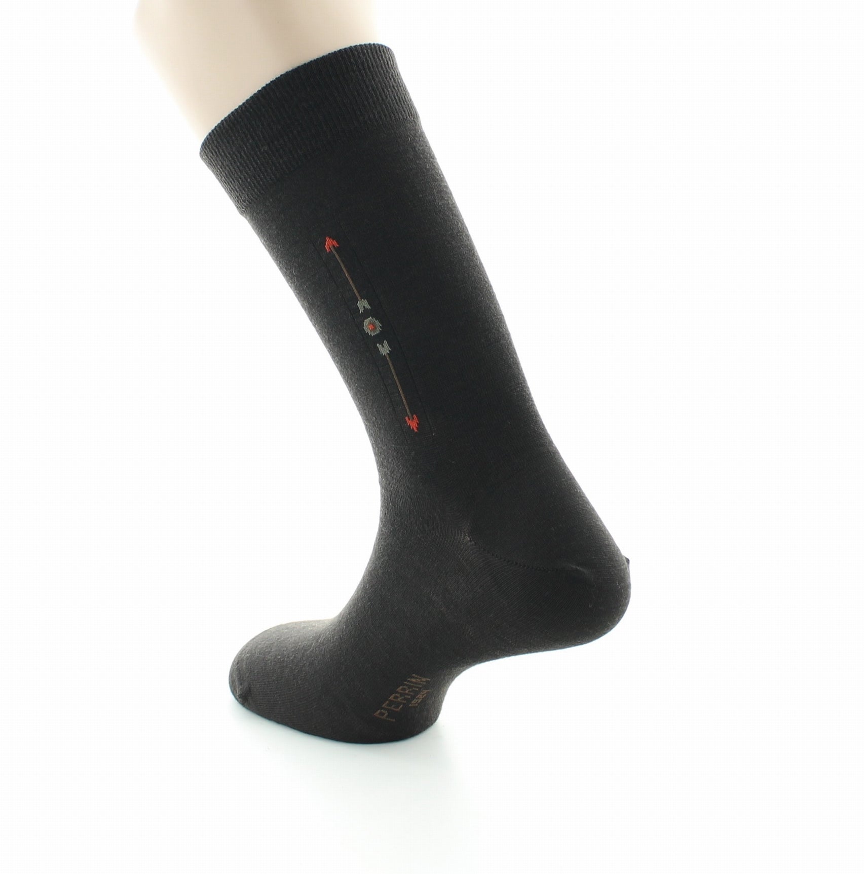 Chaussettes à baguette Flèche en laine peignée MARRON