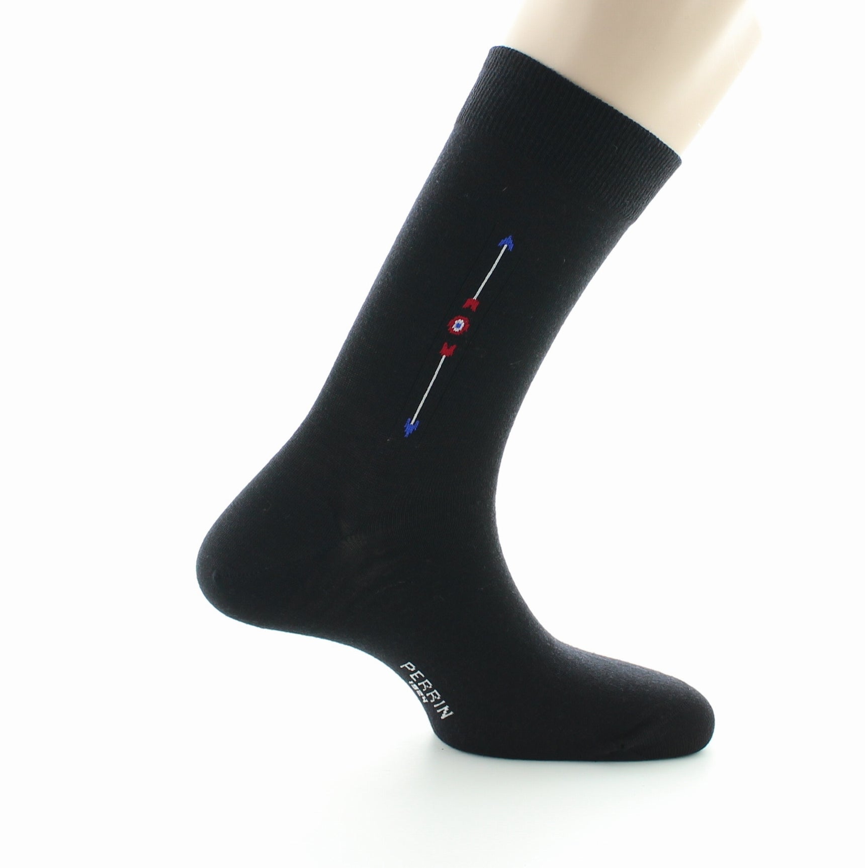 Chaussettes à baguette Flèche en laine peignée NOIR