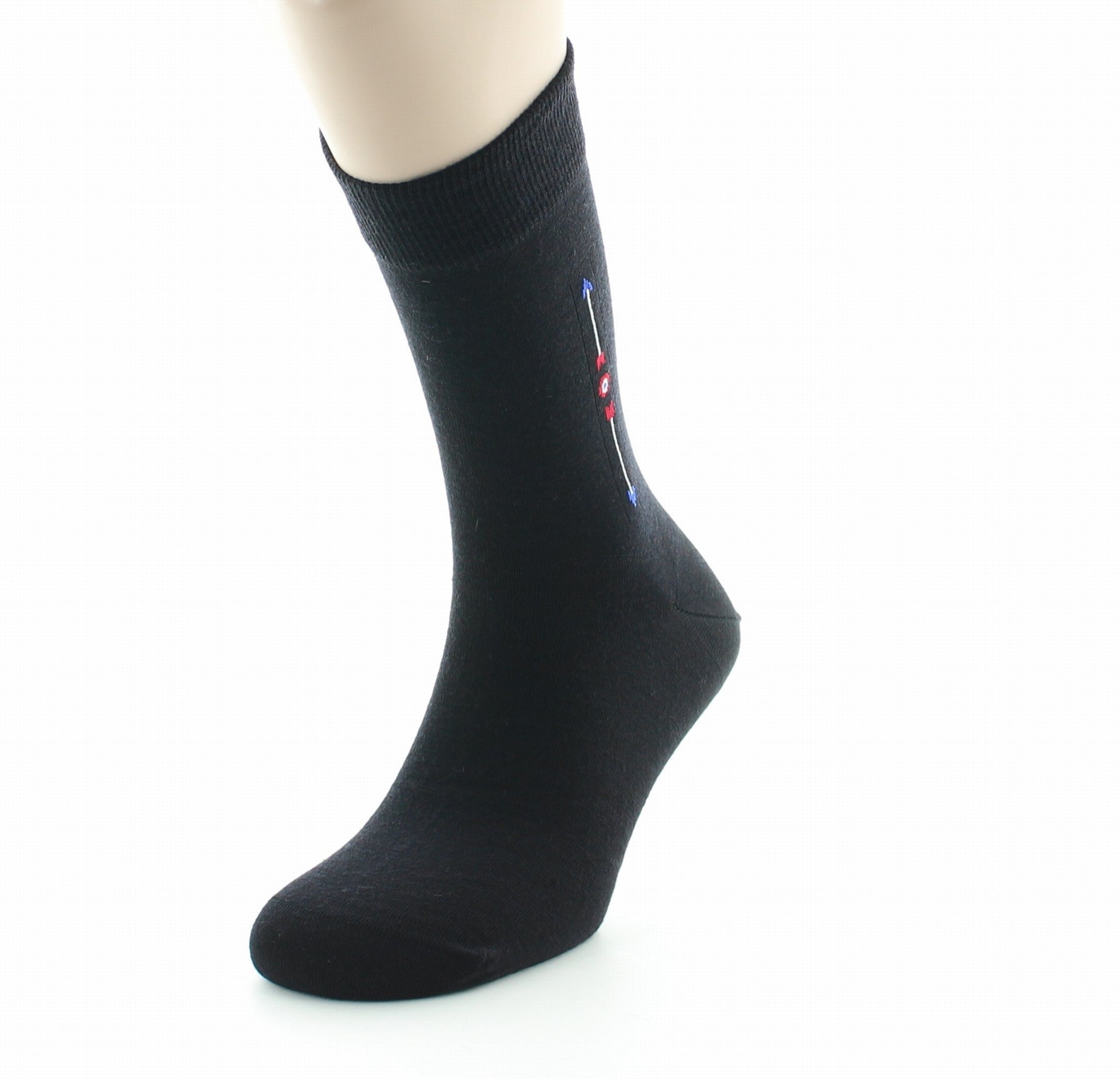 Chaussettes à baguette Flèche en laine peignée NOIR