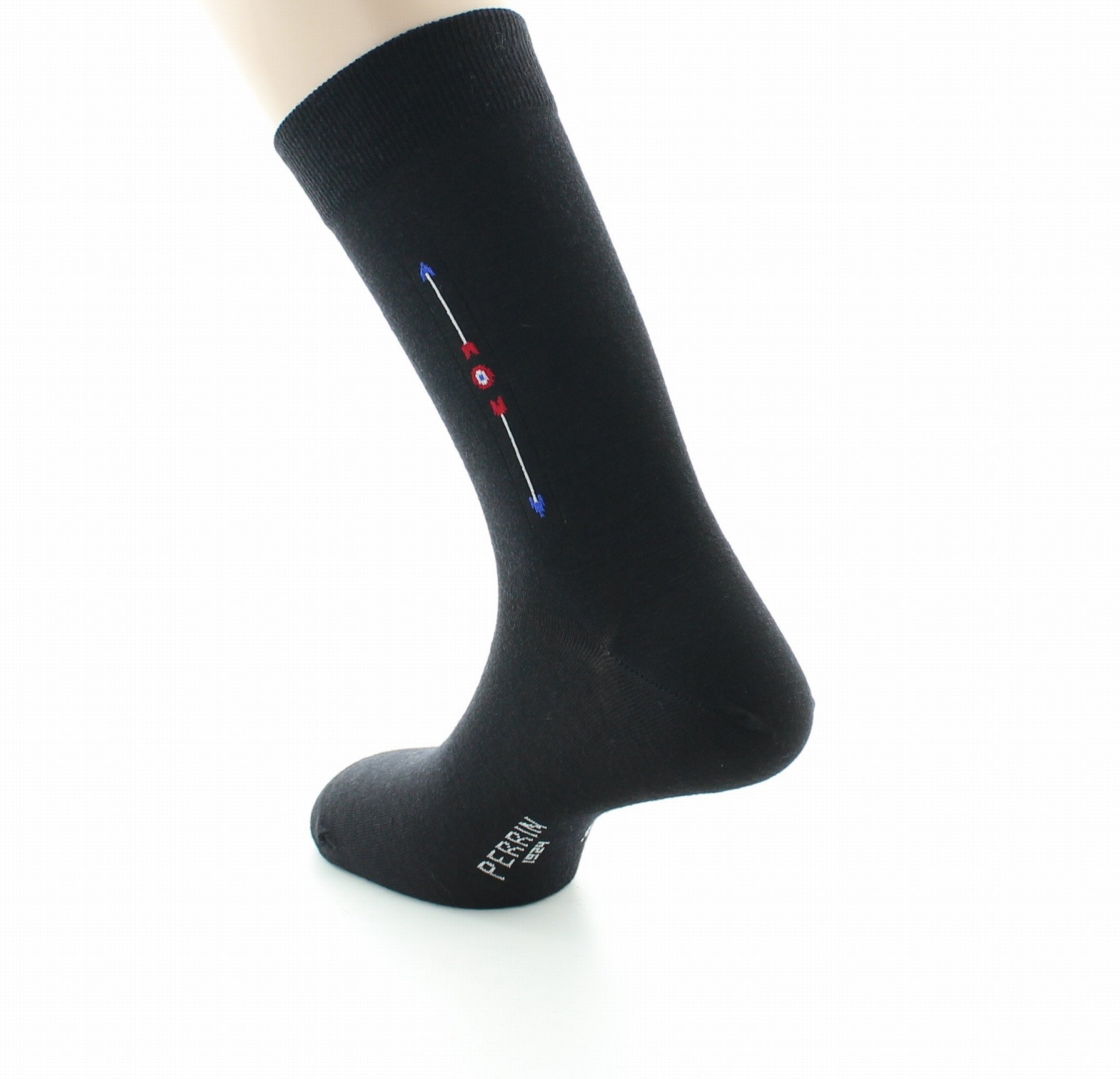 Chaussettes à baguette Flèche en laine peignée NOIR