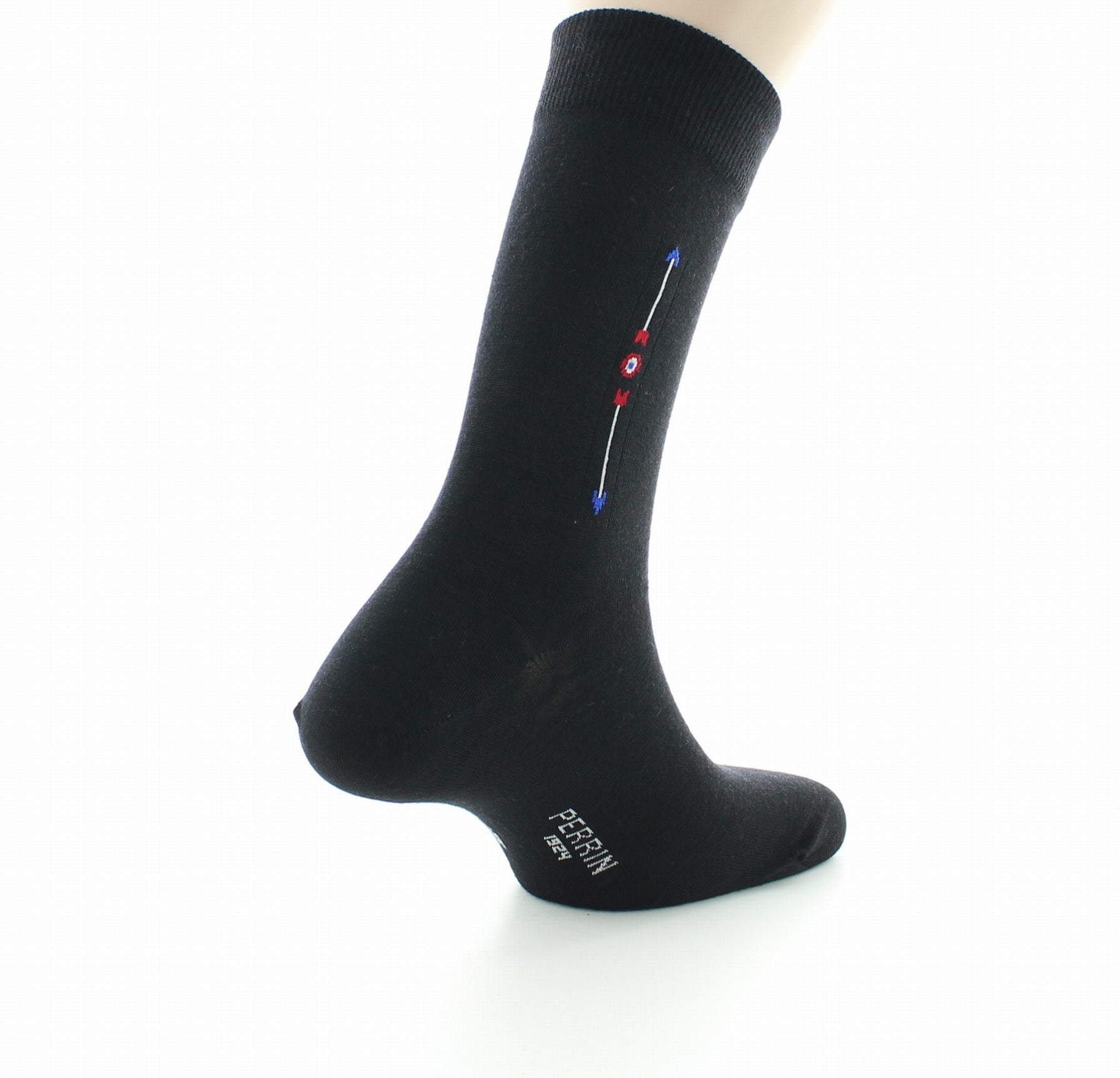 Chaussettes à baguette Flèche en laine peignée NOIR