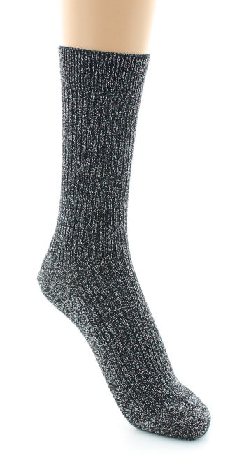 Chaussettes à côtes derby - Coton lurex NOIR-ARGENT