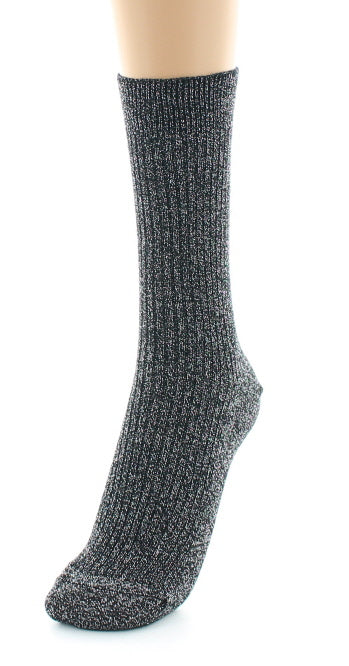 Chaussettes à côtes derby - Coton lurex NOIR-ARGENT