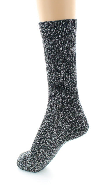 Chaussettes à côtes derby - Coton lurex NOIR-ARGENT