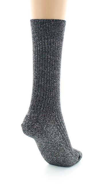 Chaussettes à côtes derby - Coton lurex NOIR-ARGENT