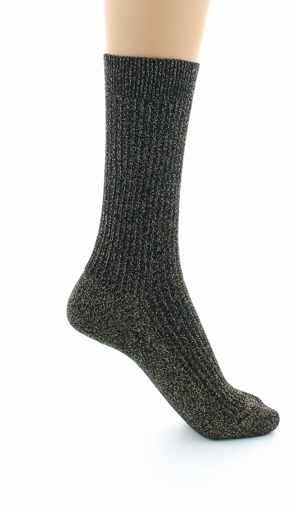 Chaussettes à côtes derby - Coton lurex NOIR-OR