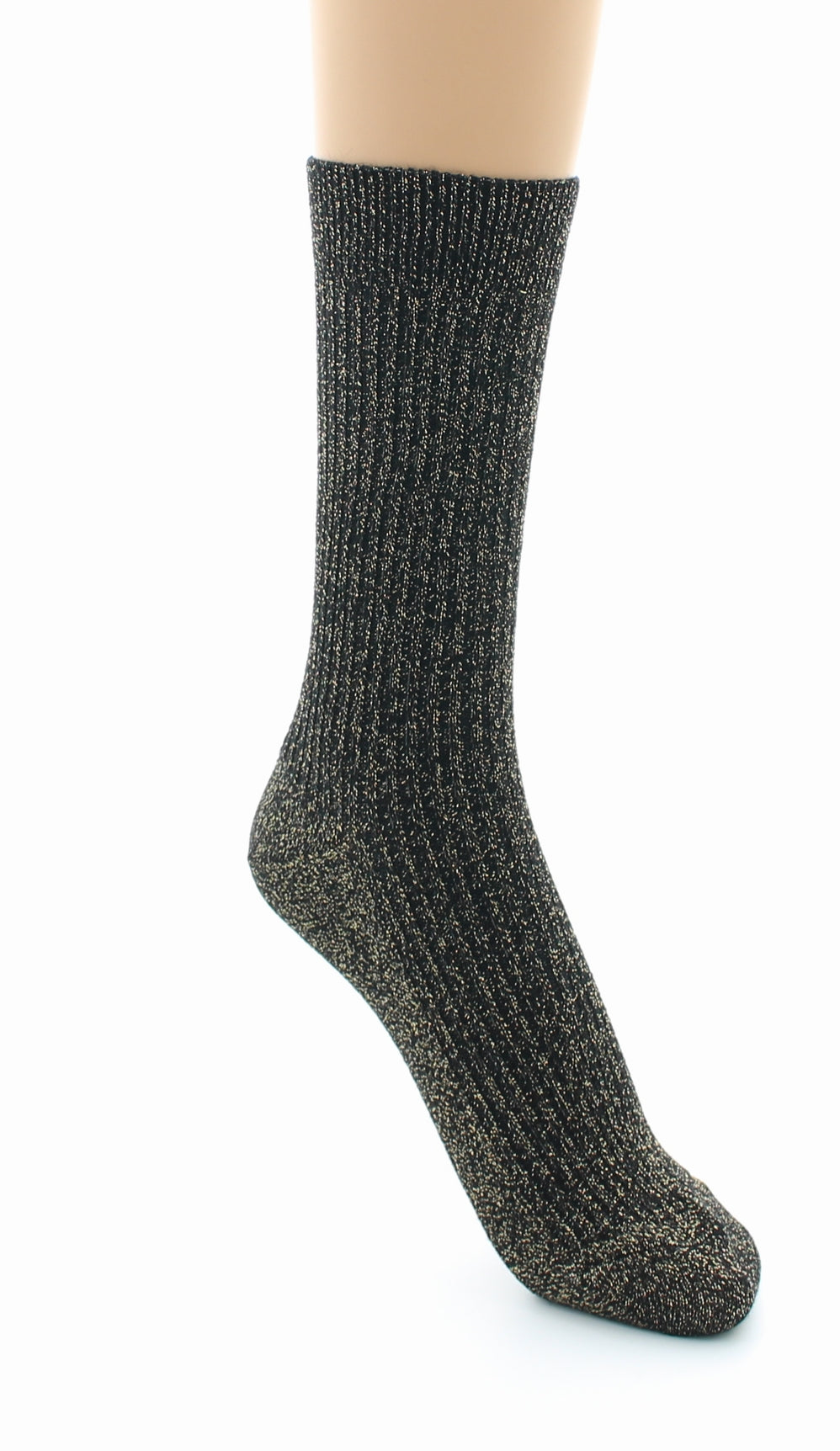 Chaussettes à côtes derby - Coton lurex NOIR-OR