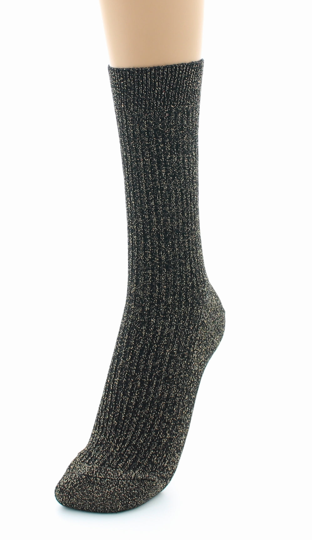 Chaussettes à côtes derby - Coton lurex NOIR-OR