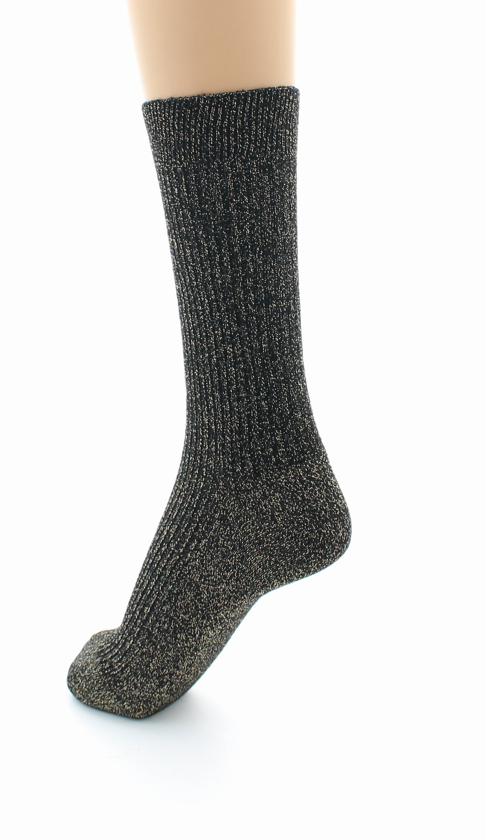 Chaussettes à côtes derby - Coton lurex NOIR-OR