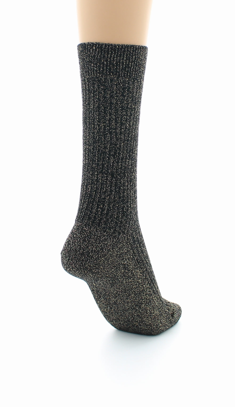 Chaussettes à côtes derby - Coton lurex NOIR-OR