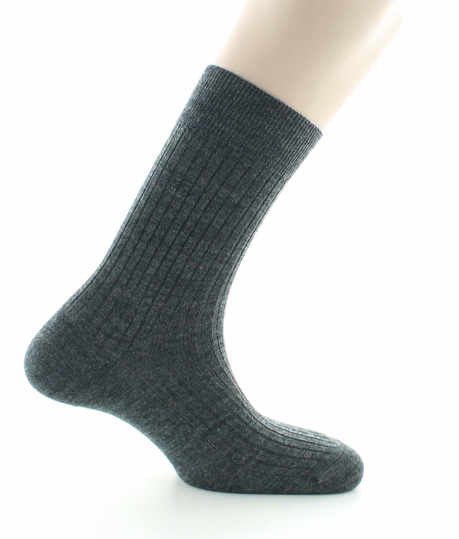 Chaussettes à côtes derby en laine vierge mélangée ANTHRACITE