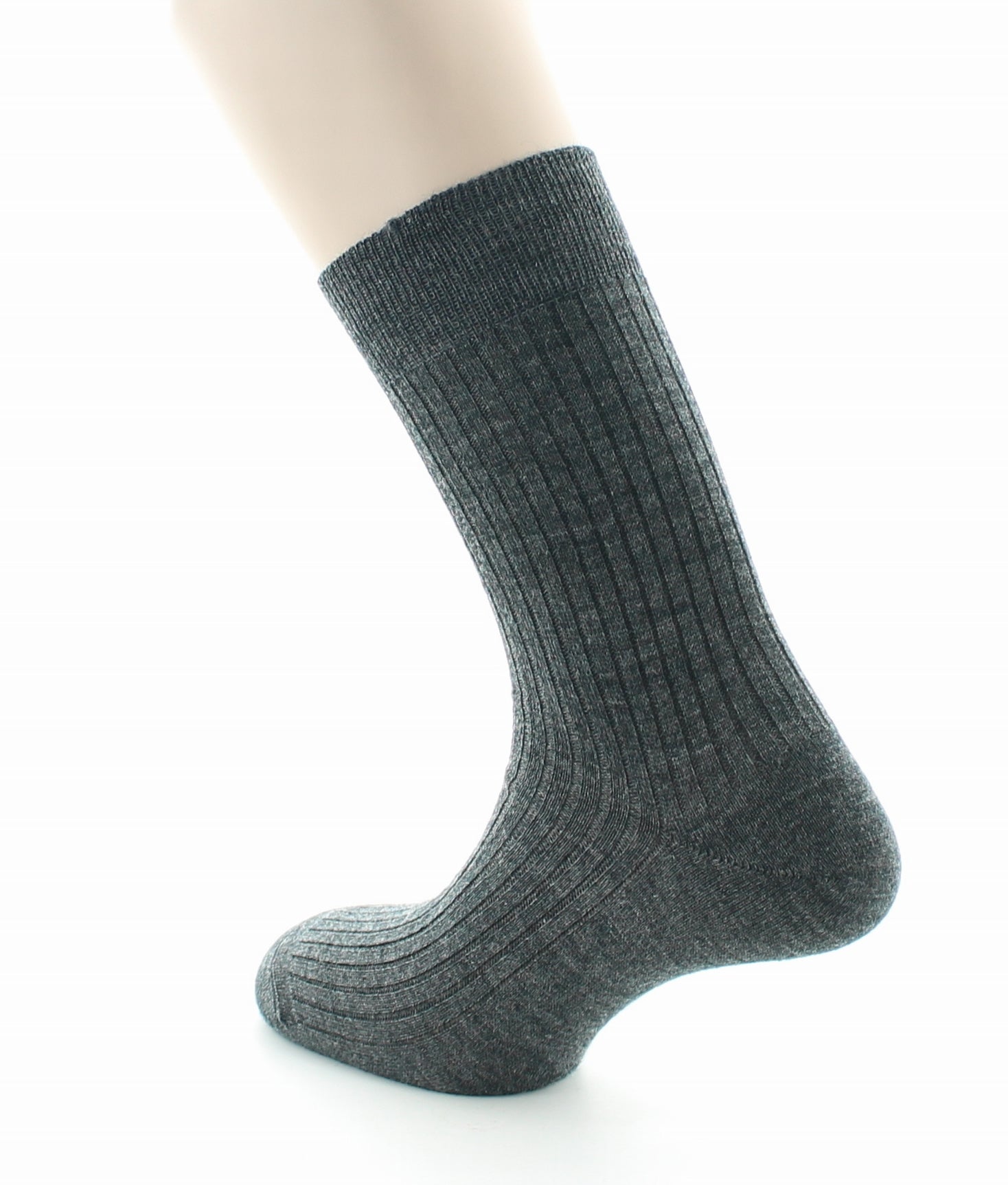 Chaussettes à côtes derby en laine vierge mélangée ANTHRACITE