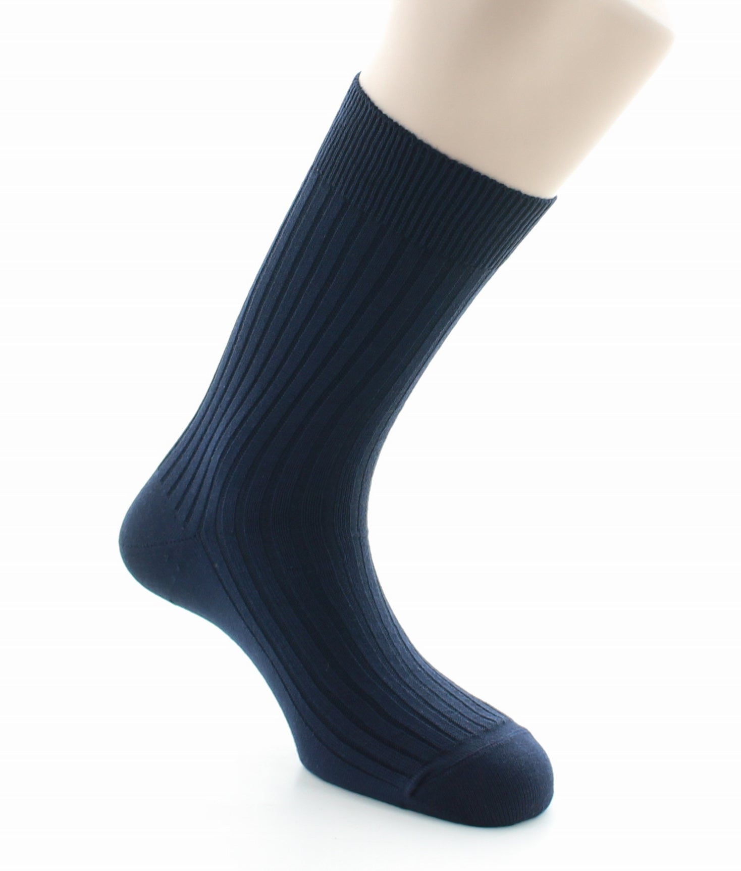 Chaussettes à côtes derby en laine vierge mélangée MARINE