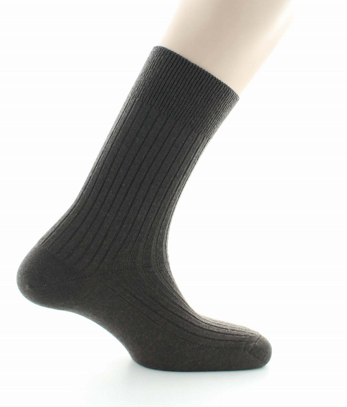 Chaussettes à côtes derby en laine vierge mélangée MARRON