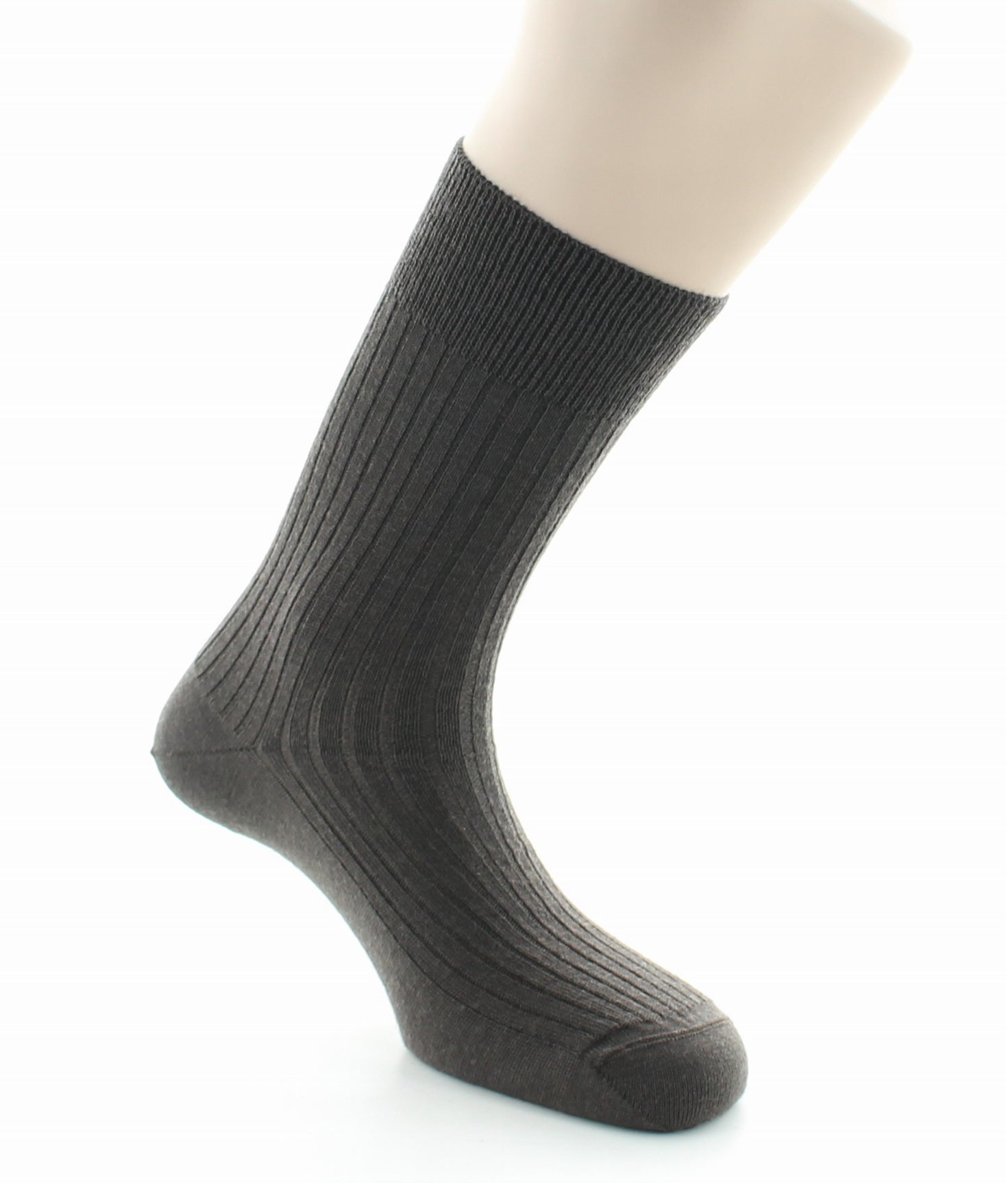 Chaussettes à côtes derby en laine vierge mélangée MARRON